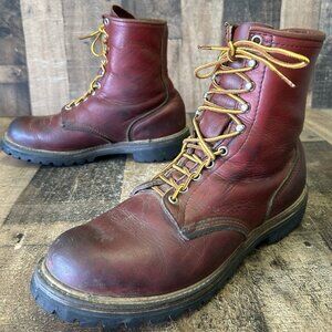 Red Wing 899 Irish Setter Vintage Half Moon Tag Plain Toe Work Boots Mens 10 E